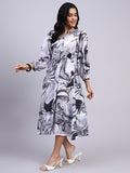 Ira Monochrome Marble Tiered Midi Dress
