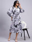 Ira Monochrome Marble Tiered Midi Dress