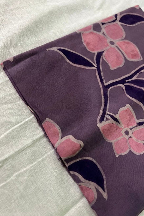 Sadabahar Mauve Purple Floral Batik Cotton Blouse Piece