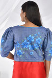 Sapphire Blue Handpainted Silk Blouse