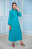 Terrific Turquoise Collared Midi Dress