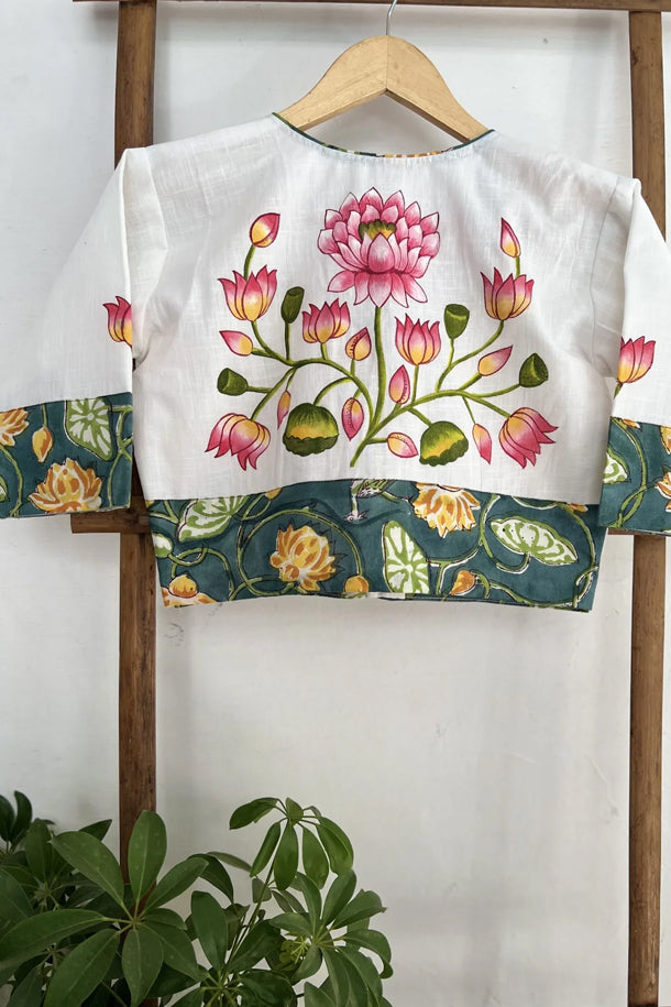 White Handpainted Rang-Raas Blouse