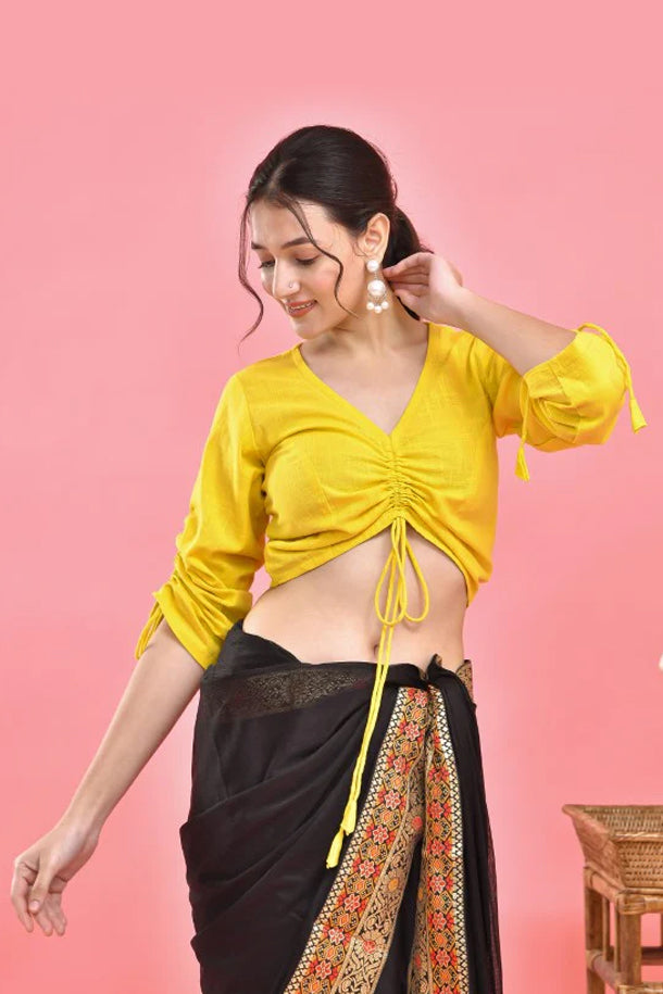 Yellow Crop Top Blouse