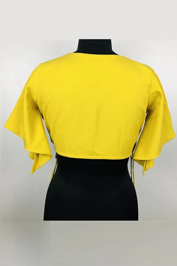 Yellow Overlapped Cotton Blouse