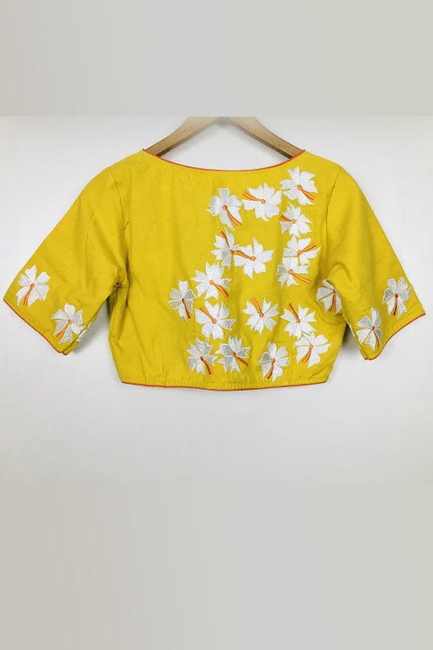 Yellow Parijat Embroidery Blouse