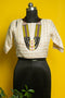 Cream Beige Handloom Silk Mughal Yoke Blouse
