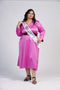 Fuchsia Pink Knee Length Shirt Dress