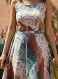 Multicolor Abstract Print Midi Dress