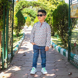 Boy's White & Red Kurta Style Shirt  - thesaffronsaga
