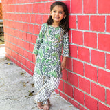 Girl's Green Dhoti Kurta Set  - thesaffronsaga