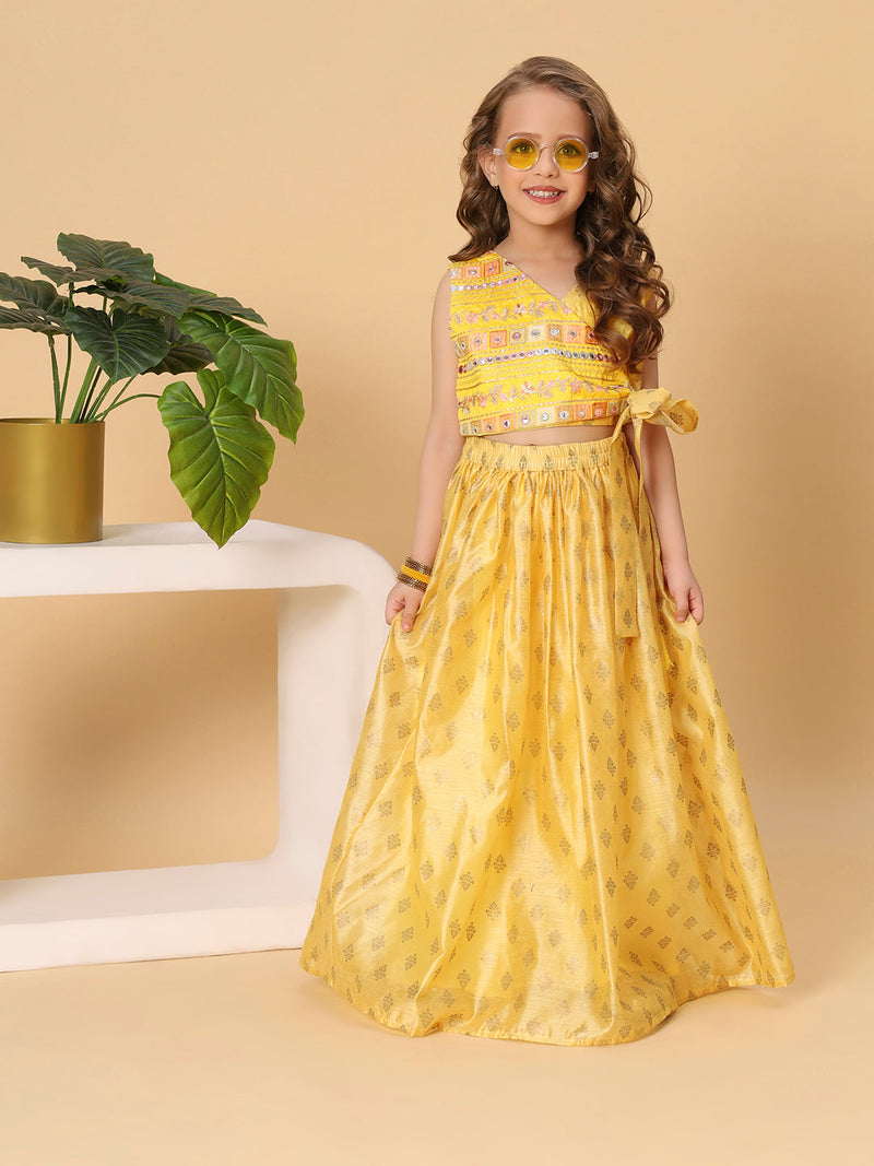 Yellow Two Piece Party Wear Lehnga top set