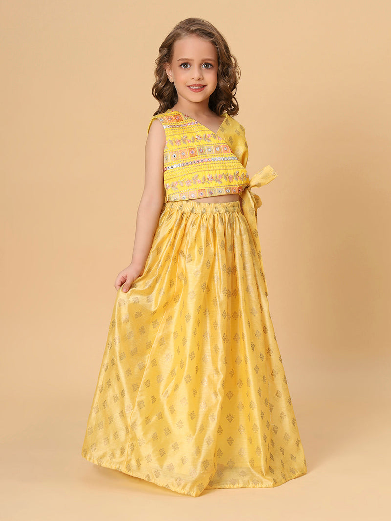 Yellow Two Piece Party Wear Lehnga top set