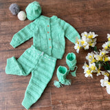 mint green hand-knitted soft wollen pajama  - thesaffronsaga