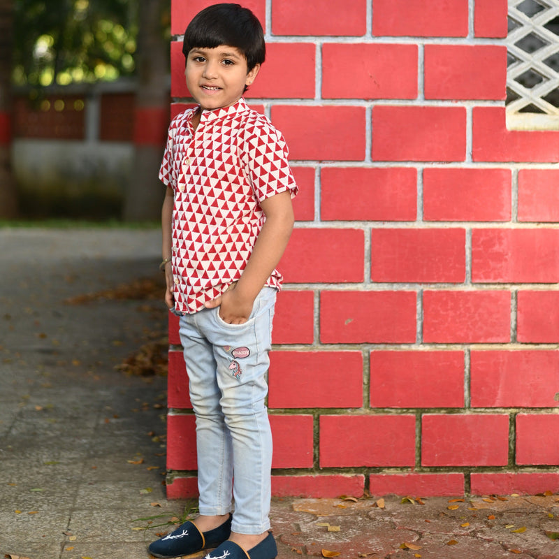 Boy's red & white shirt  - thesaffronsaga