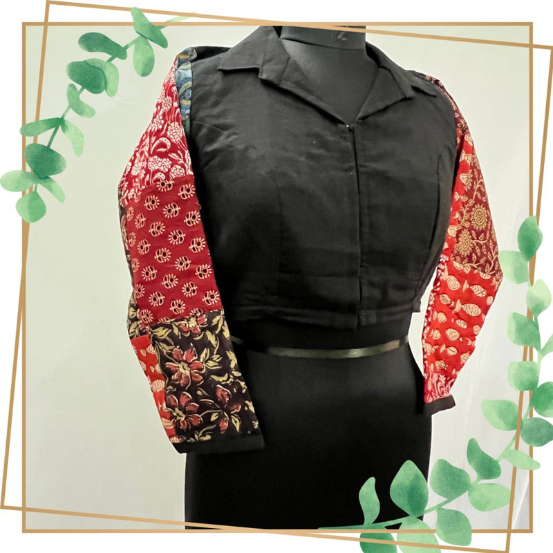 Full Sleeves Multicoloured Patchwork Blouse