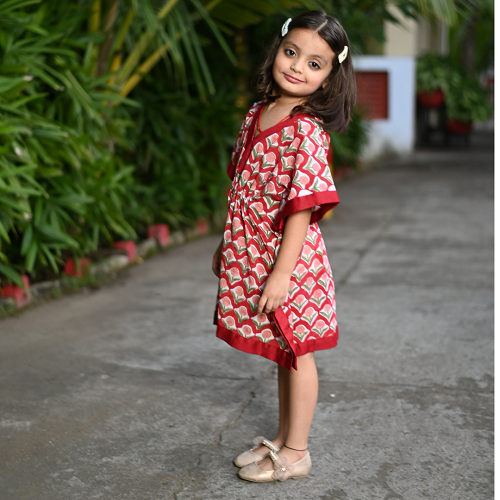 Mom & daughter Red floral Co-Ord set duo  - thesaffronsaga