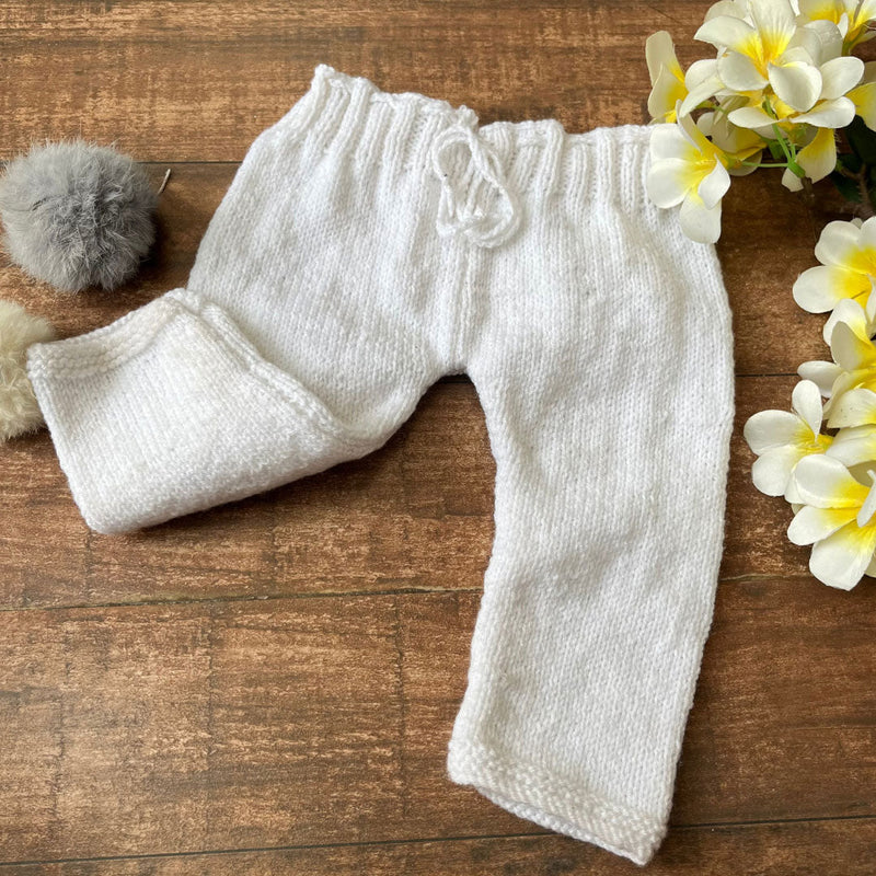 White hand-knitted woolen pajama  - thesaffronsaga