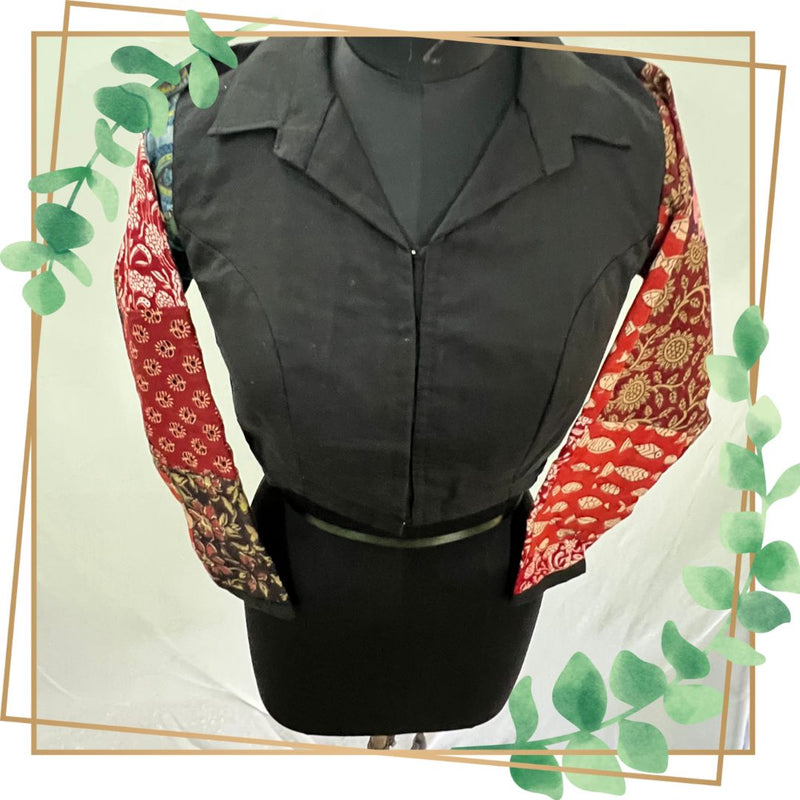 Full Sleeves Multicoloured Patchwork Blouse