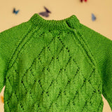 Green Handknitted Woollen Pullover  - thesaffronsaga