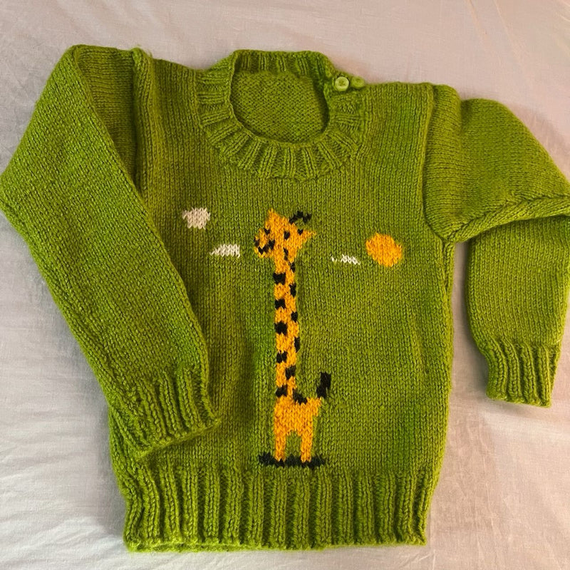 Green Happy Giraffe Infant Pullover  - thesaffronsaga