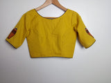 Yellow Hand Painted Cotton Blouse  - thesaffronsaga