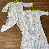 Boy's & Girl's White Soft Cotton Nightwear Co-Ord Set Duo  - thesaffronsaga