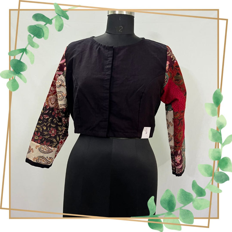 Full Sleeves Multicoloured Patchwork Blouse