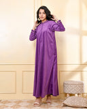 PURPLE EMBROIDERED VELVET NIGHTY