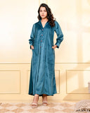 TEAL EMBROIDERED VELVET NIGHTY