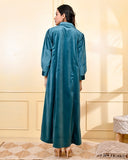 TEAL EMBROIDERED VELVET NIGHTY