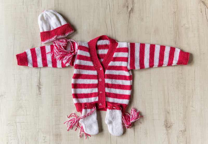 Pink & White Hand-Knitted Soft Wollen Infant Set  - thesaffronsaga