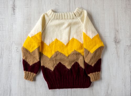 Warm shade of Yellow & Maroon Infant Sweater  - thesaffronsaga