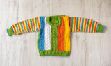 Multi Colour Woollen Hand Knitted Full Sleeves Pullover  - thesaffronsaga