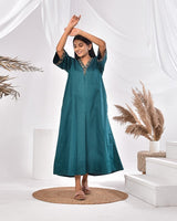 Teal Short Sleeves Pure Cotton Nighty