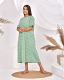 Green Striped Pure Cotton Nighty Dress