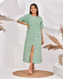 Green Striped Pure Cotton Nighty Dress