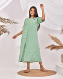 Green Striped Pure Cotton Nighty Dress