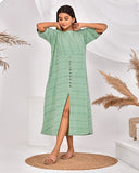 Green Striped Pure Cotton Nighty Dress
