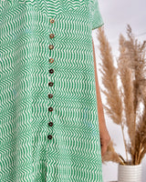 Green Striped Pure Cotton Nighty Dress