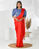 Sapphire Blue Handpainted Silk Blouse