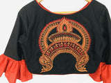 Black Red Durga Embroidery Blouse  - thesaffronsaga