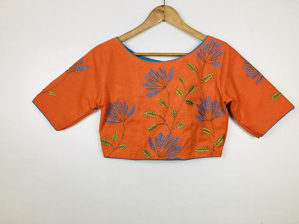Orange Embroidered Blouse  - thesaffronsaga