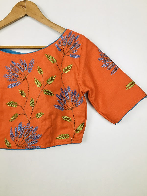 Orange Embroidered Blouse  - thesaffronsaga