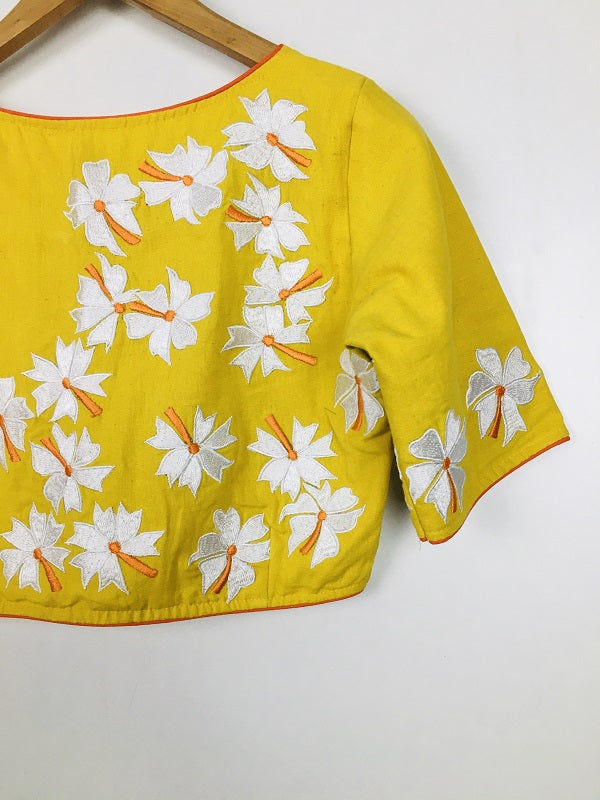 Yellow Parijat Embroidery Blouse  - thesaffronsaga