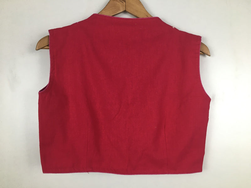 Red Sleeveless Cotton Padded Blouse  - thesaffronsaga