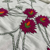 Pink Lotus Kantha Embroidery Cotton Blouse Material  - thesaffronsaga