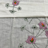 Lilac Lotus Kantha Embroidery Blouse Material  - thesaffronsaga