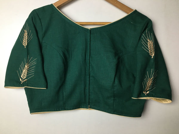 Green Embroidered Cotton Blouse  - thesaffronsaga