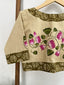 Beige Green Handpainted Rang-Raas Blouse