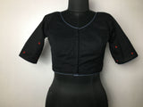 Black Embroidered Cotton Blouse  - thesaffronsaga